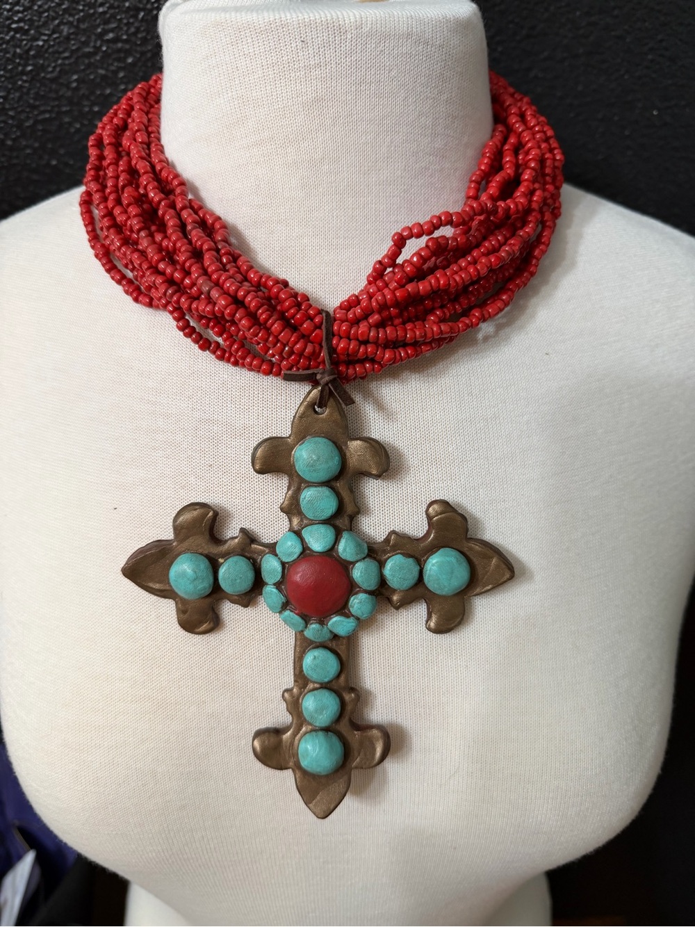 Sookie Sookie  Necklace w/ Clay Turquoise-Accented Cross Pendant